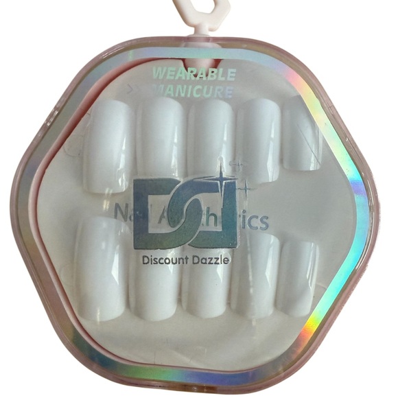 White Long Wearable Press on Nail Set 23 pc set various sizes. - Picture 1 of 3